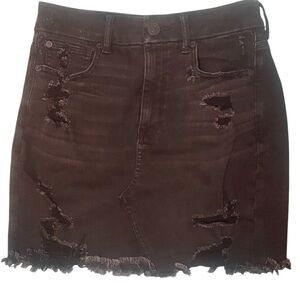 American Eagle Distressed Black Denim Skirt